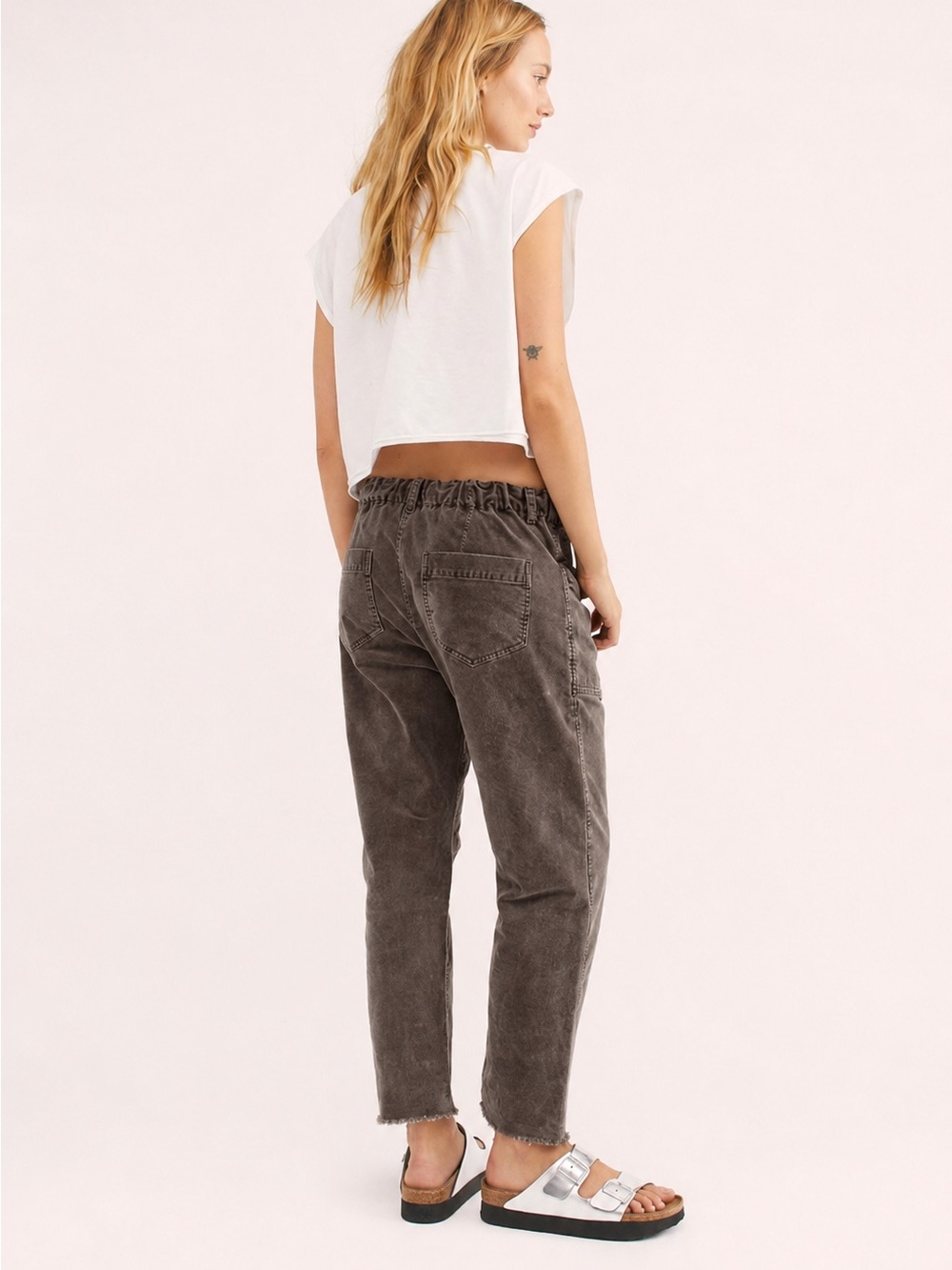 Free People We The Free City Slouch Cord Pants Grey Corduroy XS - Picture 2 of 5
